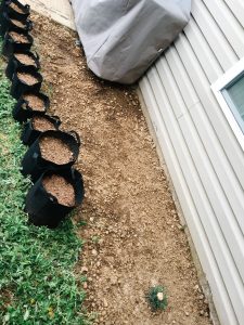 fabric container and in ground gardening on military housing